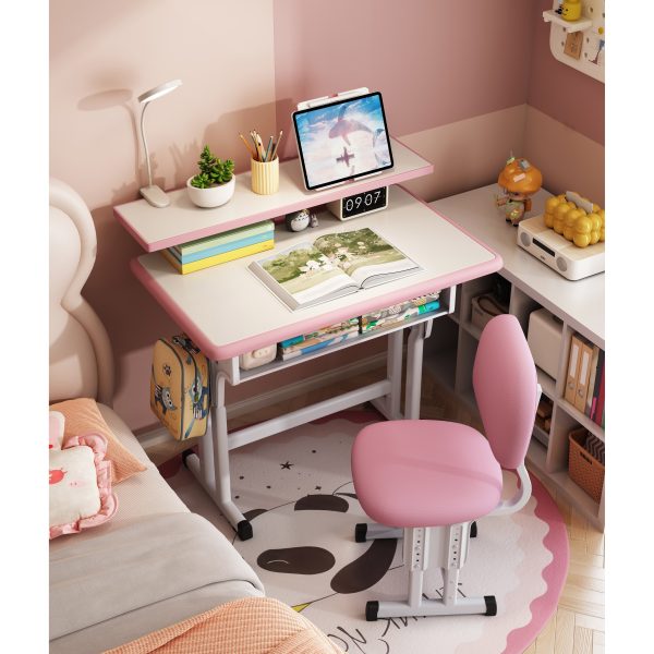 local-goods-image-2079f650e6-b52cb635-ace8-4060-8bac-9d60938a3a87_4705x4705.jpeg.format Kids Desk and Chair Set, Height Adjustable Children Bedroom Study Desk, Can Directly for Drawing Desktop, Book Stand, Large Storage Drawer for Boys & Girls (Gray)