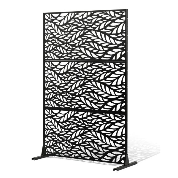 VEVOR Metal Privacy Screen 47" x 72/76" Outdoor Privacy Screens & Panels Black