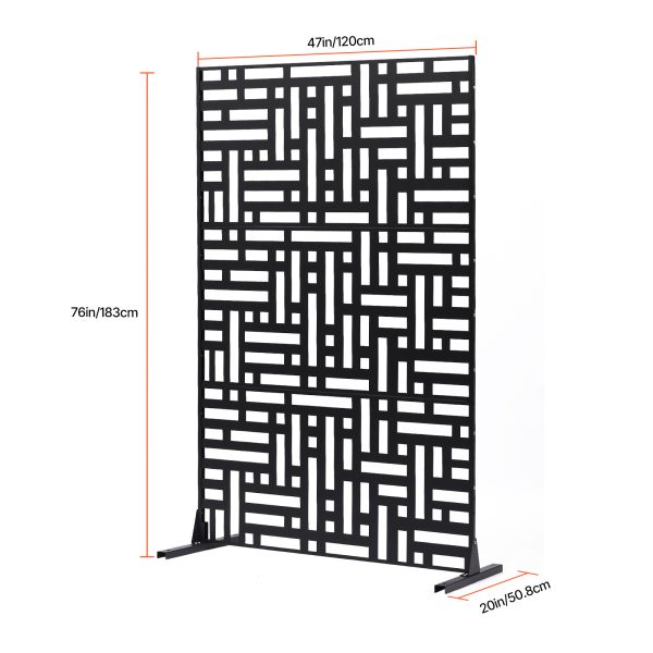 VEVOR Metal Privacy Screen 47" x 72/76" Outdoor Privacy Screens & Panels Black