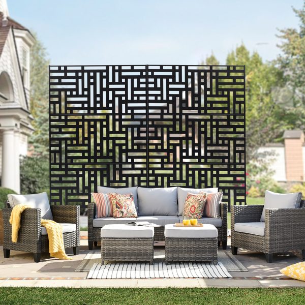 VEVOR Metal Privacy Screen 47" x 72/76" Outdoor Privacy Screens & Panels Black
