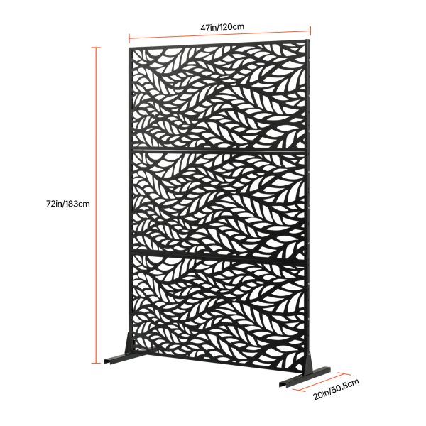 VEVOR Metal Privacy Screen 47" x 72/76" Outdoor Privacy Screens & Panels Black
