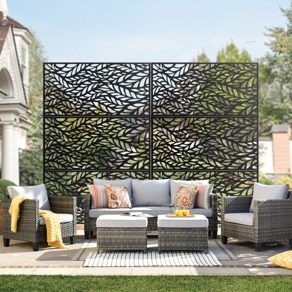 VEVOR Metal Privacy Screen 47" x 72/76" Outdoor Privacy Screens & Panels Black