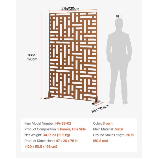 local-goods-image-2079f65b4a-e73abc7c-90f8-4706-896e-492fc177c940_1500x1500.jpeg.format Metal Privacy Screen 36" x 72"/46" x 76" Outdoor Privacy Screens & Panels for Patio Brown