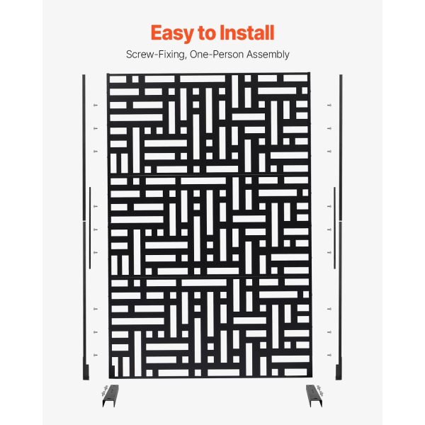VEVOR Metal Privacy Screen 47" x 72/76" Outdoor Privacy Screens & Panels Black