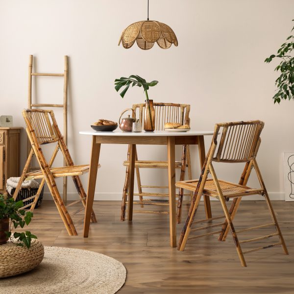 VINGLI 1/2/4 Pack Wooden Chairs Bamboo Folding Chairs-Foldable Dining Wood Chairs Comfortable Seat for Outdoor & Indoor Patio Porch Wedding Party Event Bamboo Folding Dining Chairs Set of 1/2/4