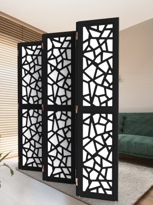 VINGLI 70'' H Room Divider, Non-woven Fabric Privacy Screen, Indoor Partition Wall Dividers, Freestanding Hinged Space Separator with Modern Unique Pattern