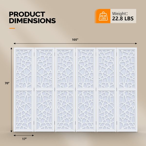 local-goods-image-20a3d4c00b-2aa2a8a4-a025-4179-ad46-eb5170b76ed0_1600x1600.jpeg.format VINGLI 70'' H Room Divider, Non-woven Fabric Privacy Screen, Indoor Partition Wall Dividers, Freestanding Hinged Space Separator with Modern Unique Pattern
