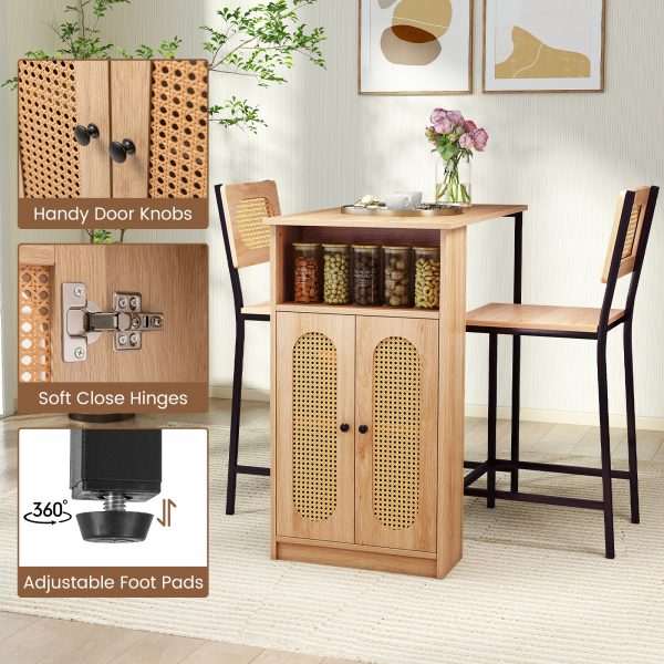 local-goods-image-20add7001e-2119b7d5-ceb8-4adf-ad38-e25fd5dd27a5 3-Piece Bar Table and Chairs Set, Counter Height Kitchen Table with 2 Bar Stools & Storage Shelves, Breakfast Table Set with Backrests & Footrests, Rectangular High Top Pub Table with Chairs for 2