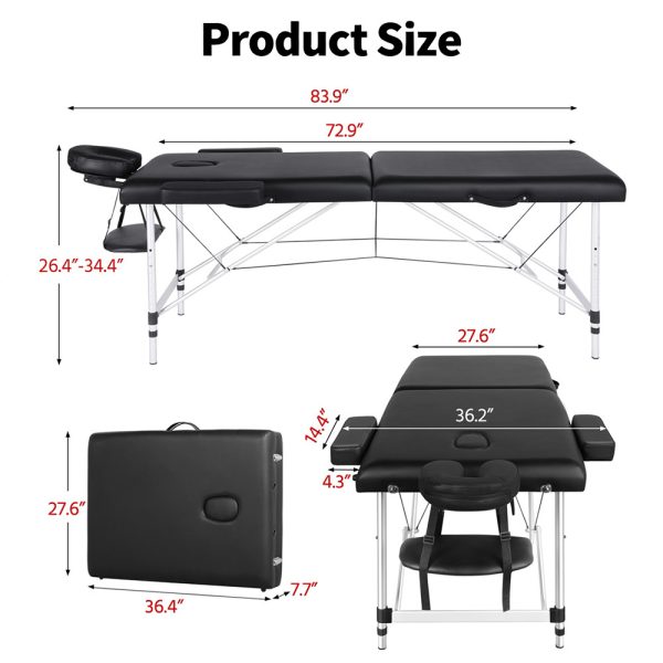 local-goods-image-20add702fa-8453eb1c-7e47-45f6-9e6f-f42abcd32f1d_1000x1000.jpeg.format Costoffs 24/28 inch Portable Massage Table, Foldable Design, Aluminum Alloy, Adjustable Height, Multi-functional Spa Bed with Face Cradle, Armrests, Hand Pallet for Eyelash Extensions, Tattoo & Spa Use, Black/Pink