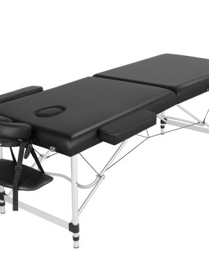 Costoffs 24/28 inch Portable Massage Table, Foldable Design, Aluminum Alloy, Adjustable Height, Multi-functional Spa Bed with Face Cradle, Armrests, Hand Pallet for Eyelash Extensions, Tattoo & Spa Use, Black/Pink
