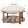 VEVOR Large Round/Square Ottoman Coffee Table 31.9 Inch Upholstered Tufted Linen/Dark gray Ottoman