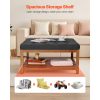 VEVOR Large Round/Square Ottoman Coffee Table 31.9 Inch Upholstered Tufted Linen/Dark gray Ottoman