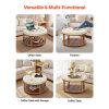 VEVOR Large Round/Square Ottoman Coffee Table 31.9 Inch Upholstered Tufted Linen/Dark gray Ottoman