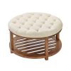 VEVOR Large Round/Square Ottoman Coffee Table 31.9 Inch Upholstered Tufted Linen/Dark gray Ottoman