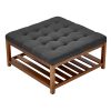 VEVOR Large Round/Square Ottoman Coffee Table 31.9 Inch Upholstered Tufted Linen/Dark gray Ottoman