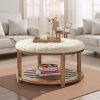 VEVOR Large Round/Square Ottoman Coffee Table 31.9 Inch Upholstered Tufted Linen/Dark gray Ottoman