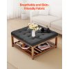 VEVOR Large Round/Square Ottoman Coffee Table 31.9 Inch Upholstered Tufted Linen/Dark gray Ottoman