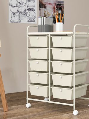 COSTWAY Stylish and Functional Organizer Cart, Metal Frame, Spacious Storage, Easy Mobility, Versatile Design, Simple Assembly