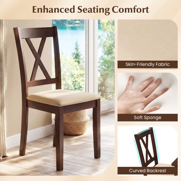 local-goods-image-21137b22fe8-507a7c32-7fca-4d99-8155-4224d3e947eb COSTWAY Wooden Dining Chairs Set of 4, Fabric Upholstered Kitchen Chairs with Rubber Wood Frame, Curved Backrest & Padded Wide Seat, Modern Armless Side Chairs for Dining Room, Living Room and Restaurant