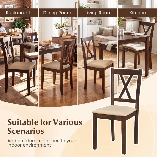 local-goods-image-21137b22fe8-b2b068ec-5016-4637-8260-a76b22df6311 COSTWAY Wooden Dining Chairs Set of 4, Fabric Upholstered Kitchen Chairs with Rubber Wood Frame, Curved Backrest & Padded Wide Seat, Modern Armless Side Chairs for Dining Room, Living Room and Restaurant
