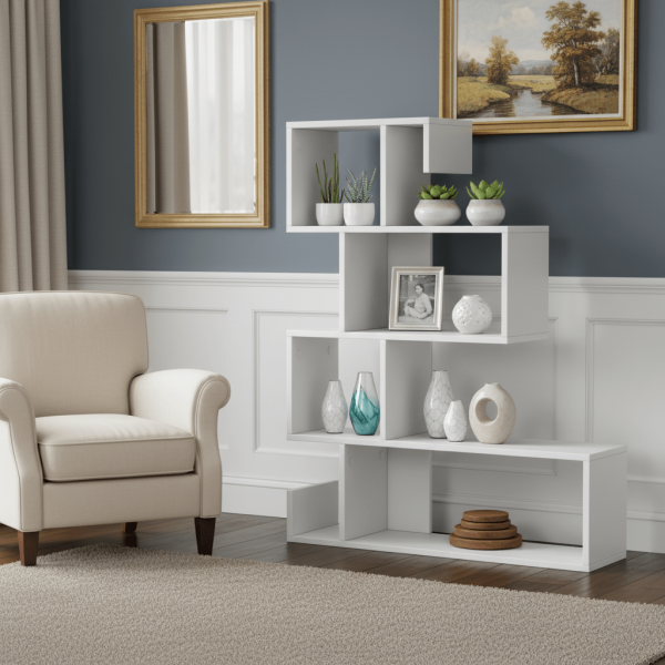 local-goods-image-21137b232c2-4b924979-a2f7-429a-95cd-600f92395766 COSTWAY 5-Tier S-Shaped Bookshelf, Modern Geometric Bookcase with Anti-Tip Safety Kits, Freestanding Corner Ladder Bookcase for Home or Office, White