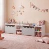 local-goods-image-21137b243de-e79d1e03-bf35-44f6-b49c-c86741b58394 COSTWAY Scalloped Kids Bookshelf and Toy Storage Organizer, Wooden Toddler Book Rack with Movable Drawer, Flip-up Top & 4 Universal Wheels, Anti-toppling Kit, Indoor Children Furniture for Playroom, Bedroom