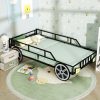 local-goods-image-21137b28fb8-70367419-1878-44b4-9b04-a08b5409a320 COSTWAY Twin Bed Frame for Kids, Race Car Themed Toddler Platform Bed with Metal Frame, Heavy-duty Slats, Safety Guardrails for Boys, Girls, No Box Spring Needed, Mattress Base w/ Wheel & Headlight Accents