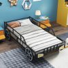 local-goods-image-21137b28fb8-e412ce07-f466-4267-8edb-b51198d1ae1a COSTWAY Twin Bed Frame for Kids, Race Car Themed Toddler Platform Bed with Metal Frame, Heavy-duty Slats, Safety Guardrails for Boys, Girls, No Box Spring Needed, Mattress Base w/ Wheel & Headlight Accents