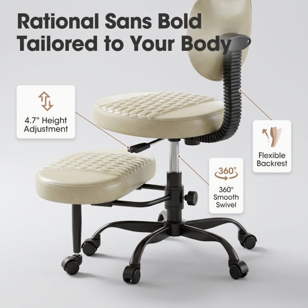 Cross Legged Office Chair with Wheels, Adjustable Height Ergonomic Kneeling Desk Chairs, Meditation Chair With 360°Rotating Footrest, Lumbar Support, for Meditation Yoga, Home Office