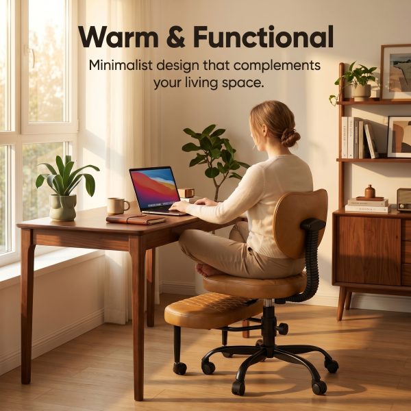 Cross Legged Office Chair with Wheels, Adjustable Height Ergonomic Kneeling Desk Chairs, Meditation Chair With 360°Rotating Footrest, Lumbar Support, for Meditation Yoga, Home Office
