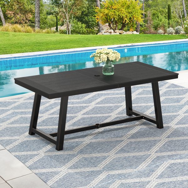 local-goods-image-21140d60690-1f9dbdb5-f943-4ae3-9679-893387525d0b_2000x2000.jpeg.format 1pc Patio Dining Table, Patio Furniture HDPS All-Weather Material Outdoor Dining Coffee Table with Umbrella Hole