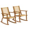 local-goods-image-21140d60690-21c86e0c-73f0-48f1-9d9b-b5db0e678baa Outsunny Outdoor Rocking Chair Set of 2, Acacia Wood Outdoor Rockers with Armrests, Rattan Wicker Back and Seat, Patio Wooden Rocking Chair Set for Garden, Balcony, Porch, Khaki