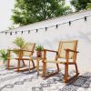 local-goods-image-21140d60690-55cf9068-c12e-4e69-944c-54c7f7c99630 Outsunny Outdoor Rocking Chair Set of 2, Acacia Wood Outdoor Rockers with Armrests, Rattan Wicker Back and Seat, Patio Wooden Rocking Chair Set for Garden, Balcony, Porch, Khaki
