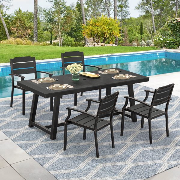 local-goods-image-21140d60690-6d23f9c2-082f-45b1-b659-725f5ec4d29a_2000x2000.jpeg.format 1pc Patio Dining Table, Patio Furniture HDPS All-Weather Material Outdoor Dining Coffee Table with Umbrella Hole