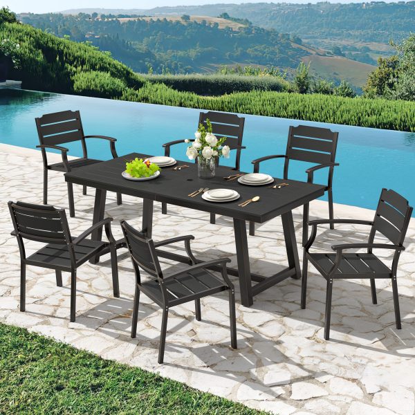 local-goods-image-21140d60690-a6420f51-d806-4c89-acdf-3a377686d049_2000x2000.jpeg.format 1pc Patio Dining Table, Patio Furniture HDPS All-Weather Material Outdoor Dining Coffee Table with Umbrella Hole
