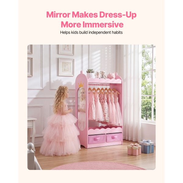 local-goods-image-21140d62aa8-19fe2d30-25fa-4897-b9be-bb8c731dc202_2000x2000.jpeg.format VEVOR Kids Dress Up Storage, with Mirror, Toddler Costume Wardrobe with Drawer, Dress Up Wardrobe Closet for Little Girls, Pretend Storage Dresser, Costume Organizer, for Bedroom, Kids Room, Pink