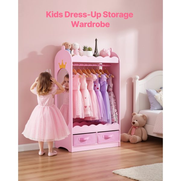local-goods-image-21140d62aa8-834b9f0c-75f6-4827-92db-ca32045e470f_2000x2000.jpeg.format VEVOR Kids Dress Up Storage, with Mirror, Toddler Costume Wardrobe with Drawer, Dress Up Wardrobe Closet for Little Girls, Pretend Storage Dresser, Costume Organizer, for Bedroom, Kids Room, Pink