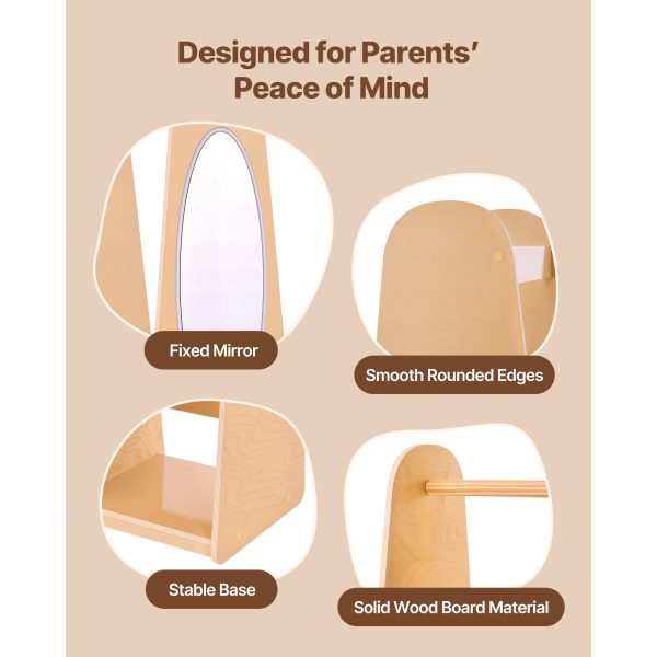 local-goods-image-21140d62aa8-ed88130e-7728-46e8-a726-84859b0f7e6e_2000x2000.jpeg.format VEVOR Kids Dress Up Storage, with Mirror, Dress Up Closet, Toddler Wardrobe Closet for Little Girls, Armoire with Shelves & Bottom Tray, Costume Organizer, Toddler Room Furniture, for Bedroom, Natural