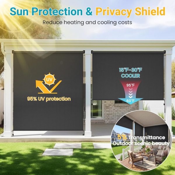 local-goods-image-21140d63a68-3b65bce7-f6e8-47ea-8ed5-2a0d068ac9d2 10'W X 8'H Outdoor Roller Shade, 95% UV Protection 420GSM New Material Sun Shades, Cordless Aluminum Outdoor Blinds with Crank Handle, Privacy Protection Patio Shade for Outdoor Patio