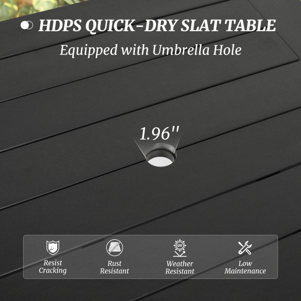 local-goods-image-21140d69258-6a6682f5-e9d8-4dd2-8615-e68c84ede0ad_2000x2000.jpeg.format 1pc Patio Dining Table, Patio Furniture HDPS All-Weather Material Outdoor Dining Coffee Table with Umbrella Hole