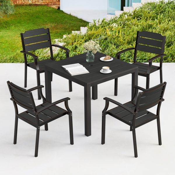 local-goods-image-21140d69258-8ebb8f9a-716f-4bca-8c17-2ddd0e740715_2000x2000.jpeg.format 1pc Patio Dining Table, Patio Furniture HDPS All-Weather Material Outdoor Dining Coffee Table with Umbrella Hole