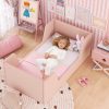 local-goods-image-21140d6a368-439d5e17-1e3e-4519-8085-669c8d3c5b20 COSTWAY Soft Velvet Fabric Upholstered Children Floor Bed w/Safety Rails & Headboard