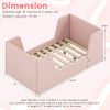 local-goods-image-21140d6a368-4df4cd43-bff5-4aa3-a4f9-158f9848098a COSTWAY Soft Velvet Fabric Upholstered Children Floor Bed w/Safety Rails & Headboard