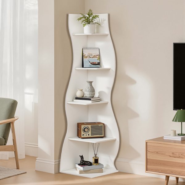 local-goods-image-211a2a4303e-072d437a-b4e6-4f7b-bfa4-92cfee276902_2000x2000.jpeg.format 5-Tier Corner Shelf, Modern Wall Corner Bookshelf, Stylish Bookcase Storage Rack for Small Space, Living Room, Bedroom, Home Office
