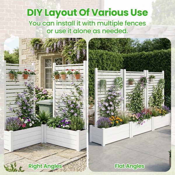Air Conditioner Fence, White Vinyl Pool Equipment Enclosure Panel with Metal Stakes, Outdoor Trash Can Screen Privacy Fence Panels for Outside