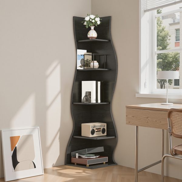 local-goods-image-211a2a4303e-15da39a9-33ae-4859-a596-47816cd7fc7d_2000x2000.jpeg.format 5-Tier Corner Shelf, Modern Wall Corner Bookshelf, Stylish Bookcase Storage Rack for Small Space, Living Room, Bedroom, Home Office