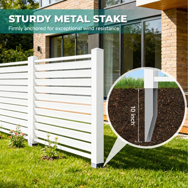 Air Conditioner Fence, White Vinyl Pool Equipment Enclosure Panel with Metal Stakes, Outdoor Trash Can Screen Privacy Fence Panels for Outside