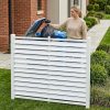 Air Conditioner Fence, White Vinyl Pool Equipment Enclosure Panel with Metal Stakes, Outdoor Trash Can Screen Privacy Fence Panels for Outside