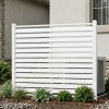 Air Conditioner Fence, White Vinyl Pool Equipment Enclosure Panel with Metal Stakes, Outdoor Trash Can Screen Privacy Fence Panels for Outside