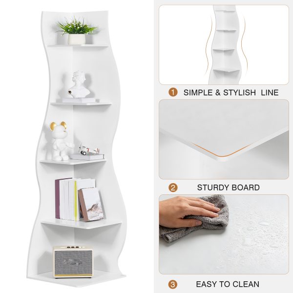 local-goods-image-211a2a4303e-57a8eb90-34e1-4f7b-9a2c-cba77546fed1_2000x2000.jpeg.format 5-Tier Corner Shelf, Modern Wall Corner Bookshelf, Stylish Bookcase Storage Rack for Small Space, Living Room, Bedroom, Home Office